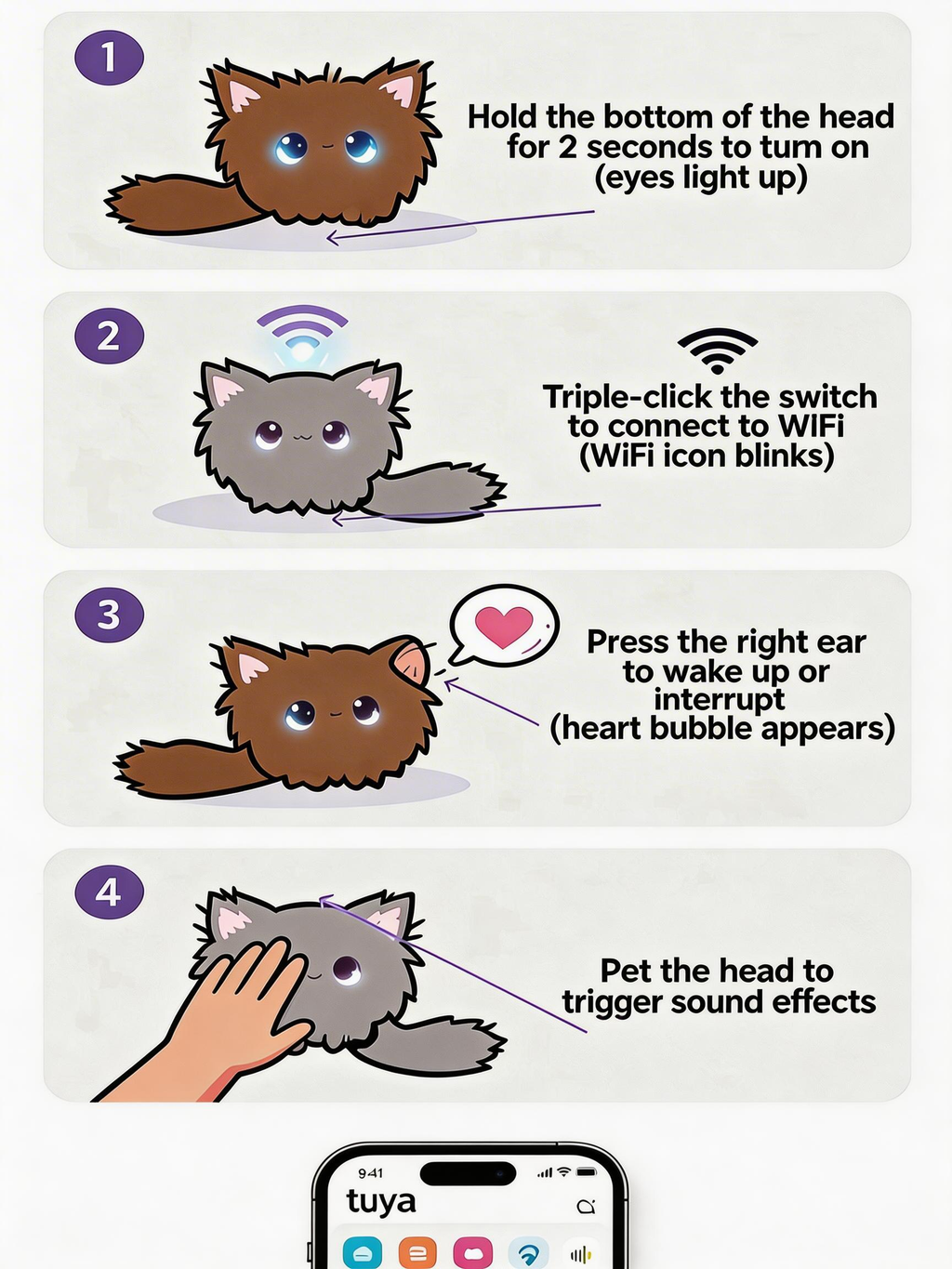 AI Plush Toy for Emotional Support – Smart WiFi Talking Cat with Voice Recognition