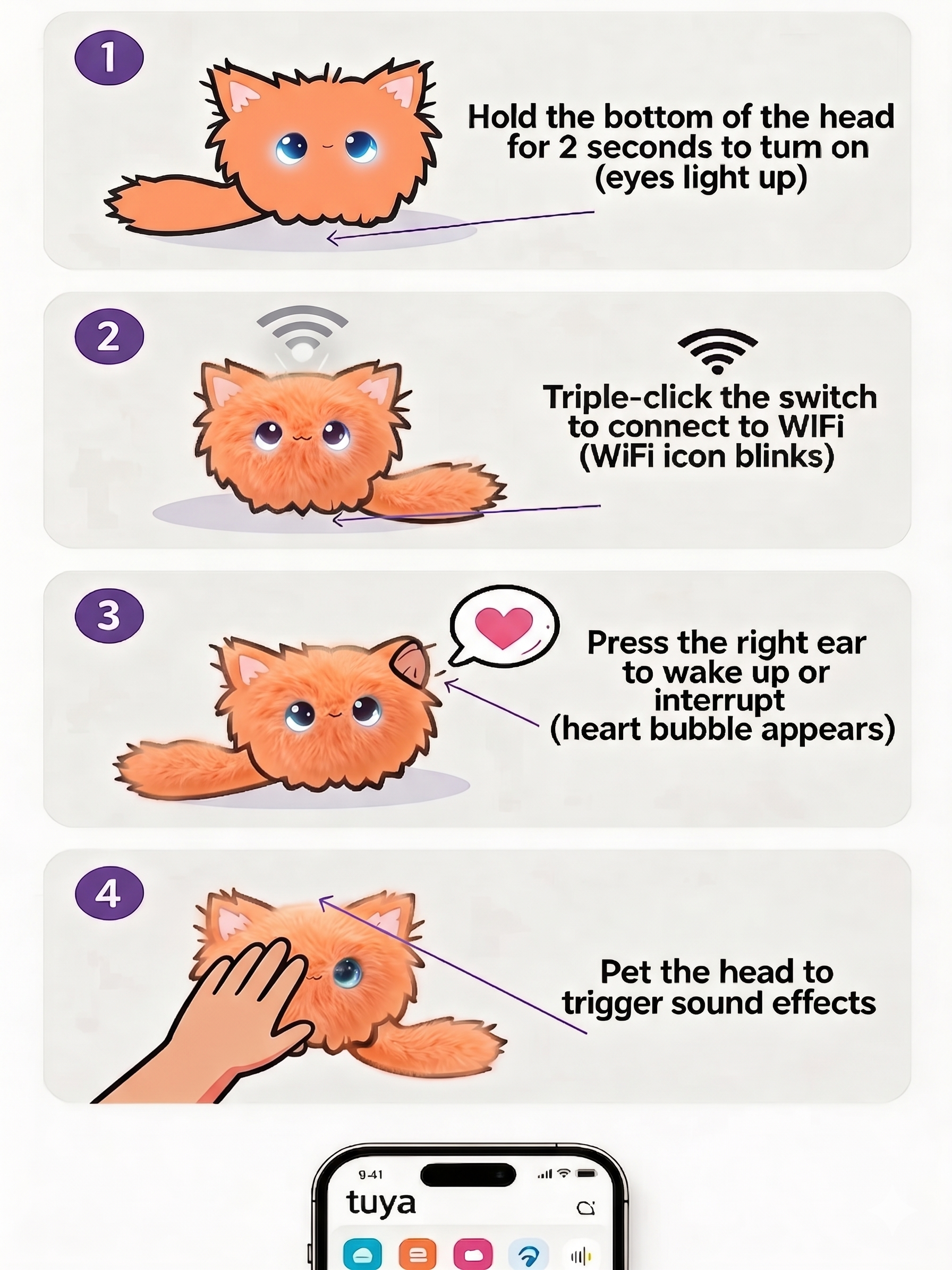 AI Plush Toy for Emotional Support – Smart WiFi Talking Cat with Voice Recognition