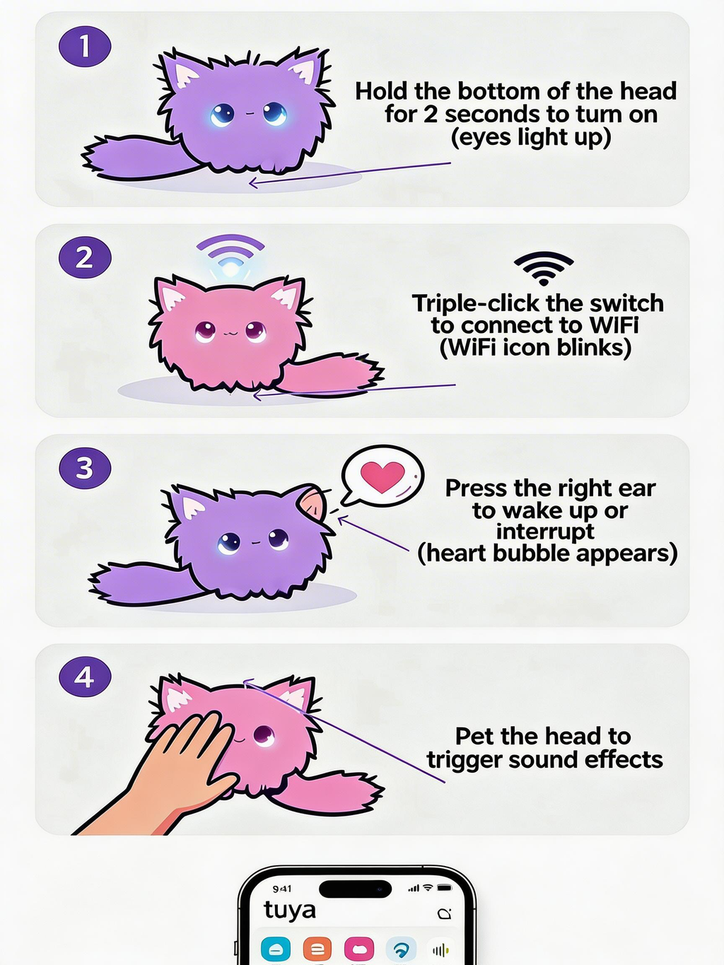 AI Plush Toy for Emotional Support – Smart WiFi Talking Cat with Voice Recognition